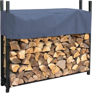 Heavy Duty Steel Firewood Rack Outdoor Indoor <b>Log</b> Storage Holder Fireplace Wood Stacking Frame With Dust Cover - Product Image 6