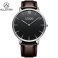Montre sport Allston Vintage Antique Charm Quartz pour homme et femme, résistante à l'eau 3 ATM, boîtier en alliage, bracelet en cuir, chronomètre léger