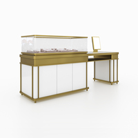 Grand anneau personnalisé vitrine porte de verrouillage conception de bande led cadre métallique peinture or vitrine pour bijoux
