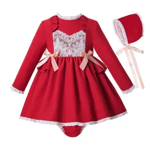 Pettigirl popular Red Moda Custom Brand Little Baby Girl Inverno Conjuntos 3 Peças Roupas 2023