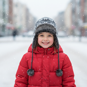 Nouveau <span class=keywords><strong>bonnet</strong></span> d'hiver design pour enfants, chaud, avec cache-oreilles, doublure <span class=keywords><strong>polaire</strong></span> jacquard, pompon, tricoté, pour sports de plein air, casquette - Product Image 5