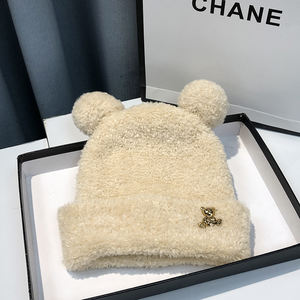 Gorro de Punto con Orejas de Oso de Dibujos Animados, Estilo Nuevo, Precio al por Mayor, para Mujer, Otoño Invierno, Gorro de Lana Tejido - Product Image 3