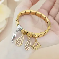 Hapiship Nouvelle Mode Romantique Feuilles Dorées Breloque Pendentif Italien Compatible Bracelet Acier 9mm Accessoires Fabrication DIY DJ1261