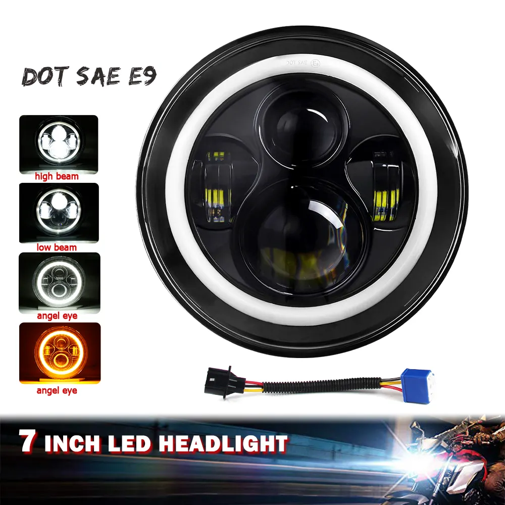 DOT onaylı otomatik LED farlar motosiklet yüksek düşük işın dönüş lambası 7 inç araba ve kamyon için LED far