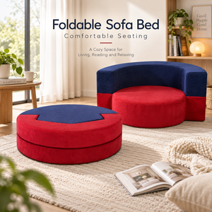 <span class=keywords><strong>Pouf</strong></span> Rotondo Pieghevole Confortevole e Accogliente in Tessuto Colorato con Cuscino in Schiuma e Rivestimento con Zip, Sedia da Terra, Divano <span class=keywords><strong>Letto</strong></span> - Product Image 1