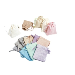 Pochette en lin de haute qualité pour bijoux MHC avec cordon de serrage, doublure en velours, pour emballage cadeau de Noël, lavable, impression de logo personnalisée - Product Image 1