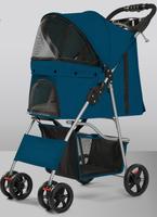 Poussette pliable 4 roues pour animaux de compagnie, confortable, portable, imperméable, chariot de voyage avec fermeture éclair, panier de rangement respirant