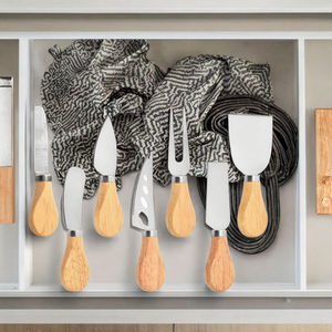 Custom Logo Manual Wooden Handle Stainless Steel Mini <b>Cheese</b> <b>Knives</b> <b>Set</b> Charcuterie Board <b>Cheese</b> <b>Knife</b> Cutter Fork - Product Image 3