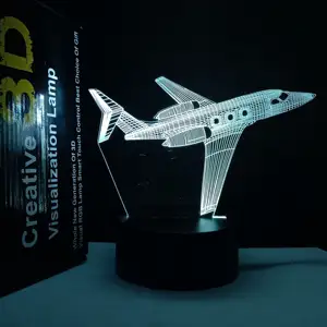 Luminária led 3d de avião em forma de avião, presente do dia das crianças, luzes noturnas de acrílico com design personalizado