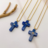 Collier tendance avec pendentif croix et poisson en quartz rose et améthyste colorés, plaqué or, cadeau de fête