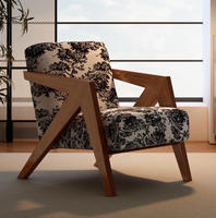 Fauteuil d'appoint moderne à rayures noires et blanches, structure géométrique en bois massif, dossier haut, chaise longue en tissu pour salon et hôtel