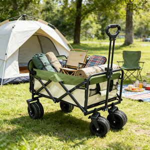600Dオックスフォード生地製ポータブル多用途折りたたみキャンプワゴン（キャリーバッグとブレーキ付き） - Product Image 1