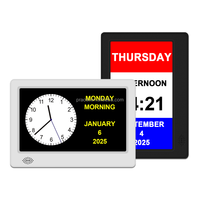 Affichage LCD Jour Date Heure Démence Horloges 7 Pouces Calendrier Numérique Horloge avec 24 Alarmes Carte SD pour Personnes Âgées Perte de Mémoire