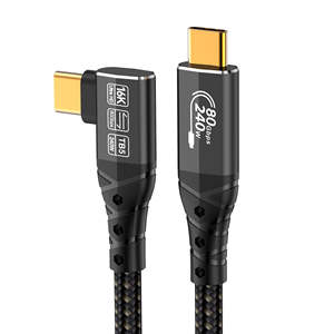 Câble Thunderbolt 5 de haute qualité 80 Gbps, USB C coudé à 90 degrés, 16K 60 Hz, 4K 240 Hz, vidéo Type C, 5A 240W, chargeur rapide pour smartphone - Product Image 1