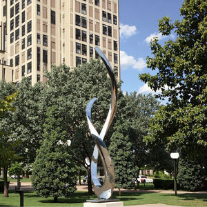 Escultura abstracta de arte metálico para jardín de acero inoxidable con espejo moderno personalizado - Product Image 1