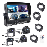 YWX piste RV caravane Bus remorque 9 "Quad 1080p écran partagé pour voiture camion moniteur affichage enregistrement rétroviseur caméra Kit système