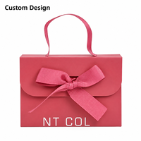 Boîte cadeau de luxe en carton rigide avec couvercle à rabat, poignée et nœud en ruban, emballage personnalisé avec logo pour mariage, anniversaire, vente en gros