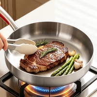 Poêle à frire Maxcook populaire en acier inoxydable 316L à trois couches, compatible lave-vaisselle, personnalisable avec logo, poêle en métal