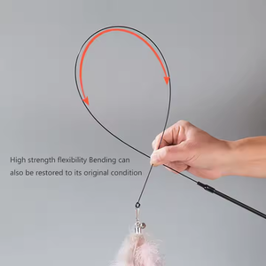 Giocattolo interattivo eco-friendly con coda di piume giocattolo morbido in Nylon peluche a batteria piccolo anello di plastica scatola giocattolo per uccelli - Product Image 5