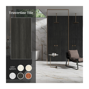 Panneau en porcelaine aspect travertin noir de luxe 600x1200, finition mate pour le mur de déclaration et le carrelage de salle de bain Moody - Product Image 2