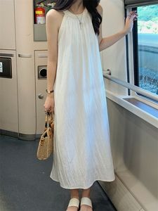 <span class=keywords><strong>Robe</strong></span> longue d'été pour <span class=keywords><strong>femme</strong></span>, style élégant, effet amincissant, col halter, sans manches, jupe trapèze, idéale pour les vacances à la plage - Product Image 6