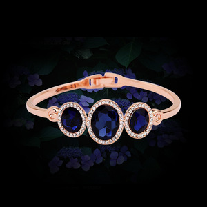 ยูบิวตี้สร้อยข้อมือคริสตัลสีโรสโกลด์พร้อมอัญมณีสีน้ำเงินสำหรับผู้หญิงของขวัญเครื่องประดับ - Product Image 3