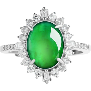 S925 <b>silver</b> setting with natural A-grade jadeite <b>emerald</b>-shaped large gemstone icy-grade jade luxurious and simple women's <b>ring</b> - Product Image 5