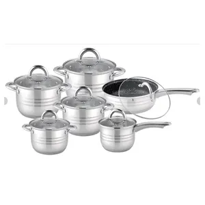 Hotsale 12-piece stainless steel cookware sets for home kitchen as seen on TV