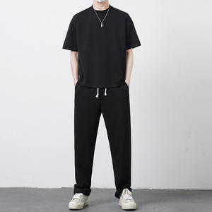 Pantalon décontracté pour garçons, nouveau modèle automne, avec logo personnalisé, style américain, coupe droite ample, jambe large, confortable, pour le printemps et l'automne. - Product Image 2