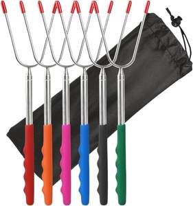 Tenedores telescópicos para barbacoa, brochetas para asar malvaviscos, tenedores para hot dogs, brochetas para S'mores, utensilios de cocina para camping, 34 pulgadas - Product Image 1