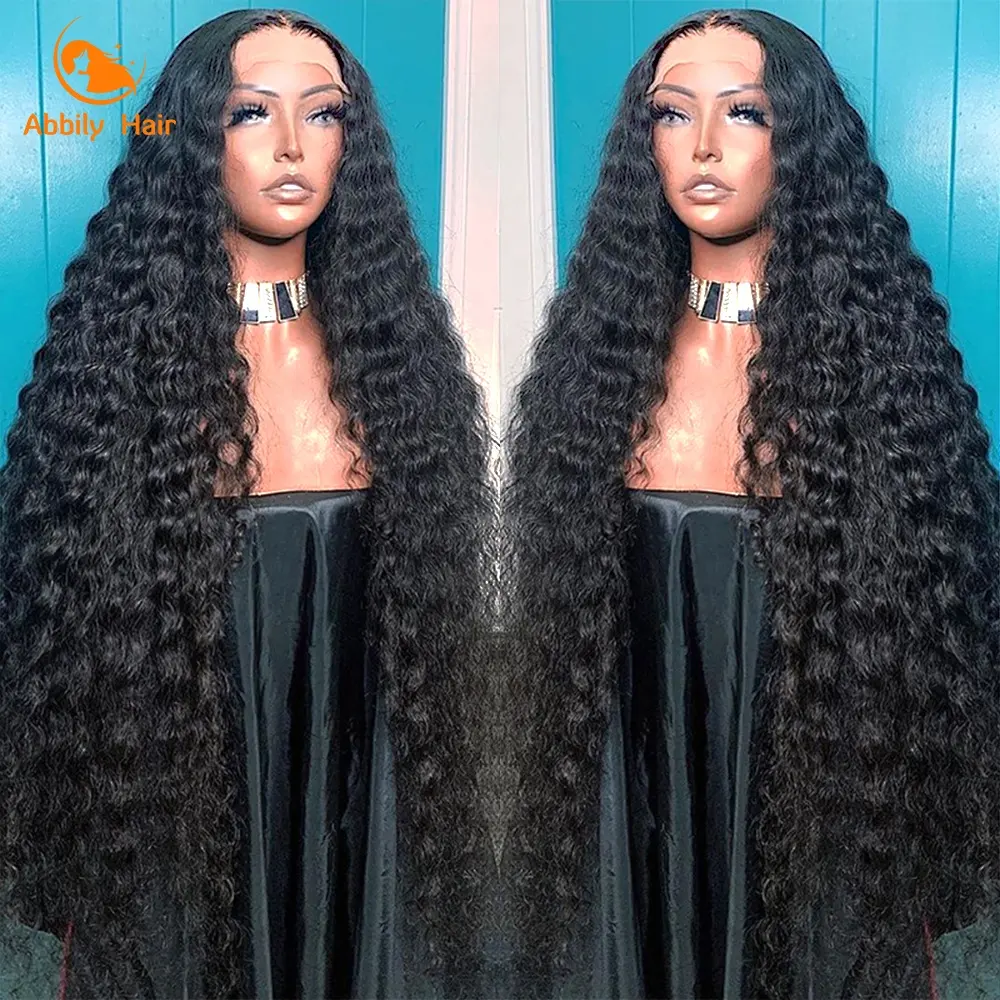 Brazilian Mink Virgin Human Hair Deep Wave Curly Semi half wig HD Lace Front Braided Long Wigs with Baby Hair