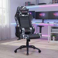 Chaise de jeu pivotante moderne à dossier haut, chaise d'ordinateur ergonomique avec repose-pieds extensible en cuir PU pour la maison et le jeu