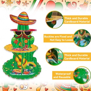 メキシコのパーティーケーキスタンド3層メキシコの誕生日パーティーカップケーキスタンドサボテンケーキスタンド - Product Image 2