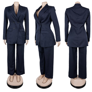 Women's Elegant Suit <b>Set</b> With Waist-Defining Collar and Solid-Color Trousers Pants Fashion - Product Image 5