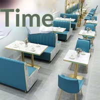 Ensemble table et chaises de banquettes semi-circulaires personnalisables en bois massif, style minimaliste moderne, pour restaurants coréens de barbecue et de fondue