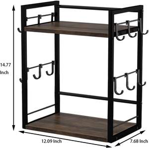2 Tier <b>Coffee</b> Bar Accessories and Organizer Multi-functional Mug Holder Wood <b>Coffee</b> Station Organizer Mail Order Packing - Product Image 4