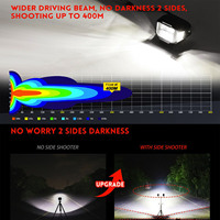 Kingshowstar 74W 3-en-1 Feux de travail LED Quatre projecteurs éclairants sur trois côtés pour montants A, feux de jour DRL et projecteurs tout-terrain pour voiture