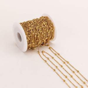 304 Stainless Steel Cross Beading Chain High Quality Protective Coating Beaded Chain <b>Rosary</b> for Necklace Bracelet Jewelry Making - Product Image 3