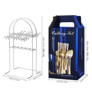 Juego de Cubiertos de Acero Inoxidable de 24 Piezas, Cuchillo, Tenedor, Cuchara, Caja de Regalo, Diseño Moderno y Minimalista para Ceremonia de Apertura - Product Image 3
