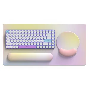 OEM 3 in 1 Keyboard Wrist Rest Large Mousepad Desk Pad for Computer Gaming Mouse Pad Wrist Support Set Pink+Yellow