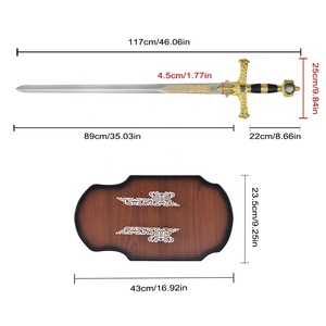 Épée longue du roi Salomon en acier inoxydable de luxe, trois couleurs, 46 pouces, finition miroir, pour décoration murale - Product Image 2