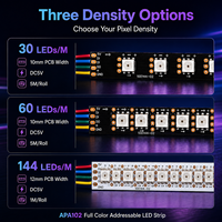 Tira de LED APA102 SK9822 RGB direccionable SMD5050 DC5V 60 LEDs por metro con datos de reloj de 4 hilos para sistema de iluminación de píxeles de escenario