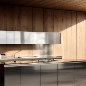 เฟอร์นิเจอร์ครัวสำเร็จรูปสไตล์อิตาเลียนหรูหราทันสมัยสำหรับโรงแรมเชิงพาณิชย์ ชุดตู้เก็บของติดผนังพร้อมไอส์แลนด์สำหรับห้องนั่งเล่น - Product Image 2