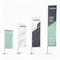 Drapeau carré personnalisé Triton, résistant au vent, pour promotion extérieure, avec base