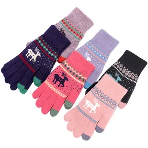 Tejido Jacquard, ciervos diseño de punto de invierno al por mayor de invierno cálido de punto de guantes de ciclismo ----- aceptar diseño personalizado