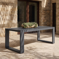 Ensemble de salle à manger d'extérieur moderne et luxueux en aluminium et bois pour patio et jardin