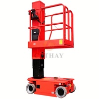 High End auto propelido vertical mastro elevador portátil mastro elevação pessoal cesta com chassi estável