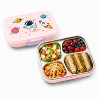 Boîte à lunch en acier inoxydable 304 OEM avec coque intérieure en PP, 4 compartiments, 696 ml, pour le bureau
