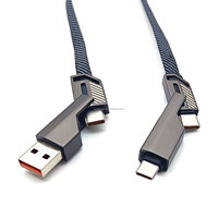 Câble USB en nylon à chargement rapide 4 en 1 Porte-clés de chargement de téléphone multifonctionnel avec câbles de données