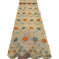 NI.AI Nouveau design Tissu en dentelle suisse voile multicolore à broderie florale 3D avec strass pour femme et soirée